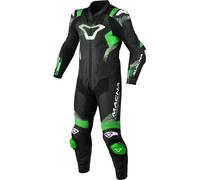 Macna Armadyl Traje de cuero de moto de una pieza perforado, Negro/Blanco/Verde, Talla 56
