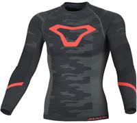 Macna Base Layer All-Season Camisa funcional de manga larga, negro/gris/rojo, Talla XXL/XXXL