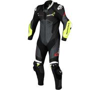 Macna Chromiq, traje de cuero 1ud. perforado 48 male Negro/Amarillo Neón/Blanco