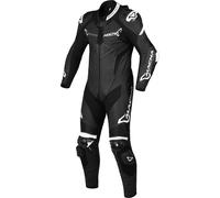 Macna Chromiq Traje de cuero de moto de una sola pieza, Negro/Blanco, Talla 46