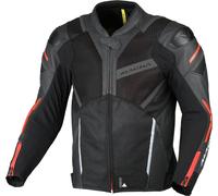 Macna Galvic Chaqueta de moto perforada Piel/Textil, negro-rojo, tamaño 58 para Hombres