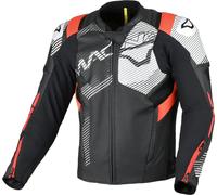 Macna Ignite Chaqueta de cuero para moto perforada, negro-blanco-rojo, tamaño 58 para Hombres