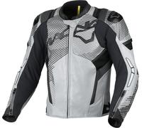 Macna Ignite Chaqueta de cuero para moto perforada, negro-gris, tamaño 48 para Hombres
