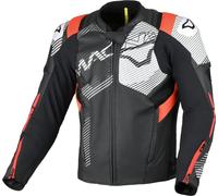 Macna Ignite Chaqueta de cuero para moto perforada, negro/rojo/blanco, Talla 58