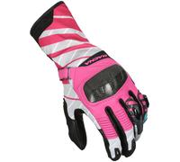 Macna Krown Guantes de moto perforados para mujer, negro-rosa, tamaño 2XL