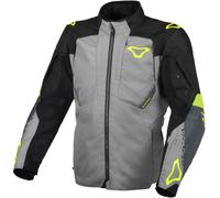 Macna Notch chaqueta textil impermeable para motocicletas, gris/negro/amarillo, Talla XL