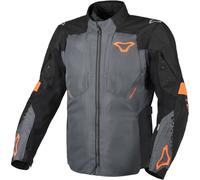 Macna Notch chaqueta textil impermeable para motocicletas, gris oscuro/negro/naranja, Talla S