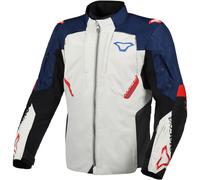 Macna Notch chaqueta textil impermeable para motocicletas, gris-rojo-azul, tamaño XL para Hombres