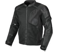Macna Olsan Solid Chaqueta perforada de cuero / textil para motocicletas, negro, tamaño S para Hombres