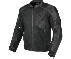 Macna Olsan Solid Chaqueta perforada de cuero / textil para motocicletas, negro, tamaño XL para Hombres