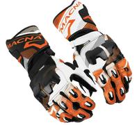 Macna Powertrack 2.0 Guantes de moto, Negro/Blanco/Naranja, Talla XL