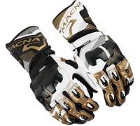 Macna Powertrack 2.0 Guantes de moto, negro-blanco-oro, tamaño S para Hombres