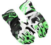 Macna Powertrack 2.0 Guantes de moto, Negro/Blanco/Verde, Talla S