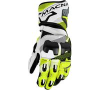 Macna Powertrack 2.0 Guantes de moto, negro-blanco-amarillo, tamaño XL para Hombres