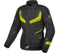 Macna Rancher impermeable Chaqueta textil de motocicleta para mujer, negro-amarillo, tamaño S