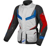 Macna Rancher impermeable Chaqueta textil de motocicleta para mujer, negro-gris-rojo, tamaño XS