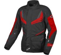 Macna Rancher impermeable Chaqueta textil de motocicleta para mujer, negro-rojo, tamaño S