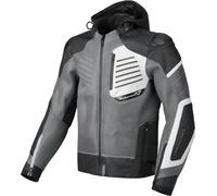 Macna Risant Chaqueta perforada de cuero / textil para motocicletas, negro-gris-blanco, tamaño 48 para Hombres