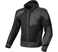 Macna Risant Chaqueta perforada de cuero / textil para motocicletas, negro, tamaño 50 para Hombres