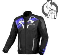 Macna Sevent Chaqueta Textil de Motocicleta Impermeable, negro/azul/blanco, Talla S