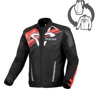 Macna Sevent Chaqueta Textil de Motocicleta Impermeable, negro/rojo/blanco, Talla S