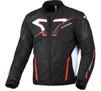 Macna Tazar 2.0 Chaqueta textil de moto impermeable, Negro/Blanco/Rojo, Talla XL