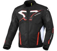 Macna Tazar 2.0 Chaqueta textil de moto impermeable, negro-blanco-rojo, tamaño XL para Hombres