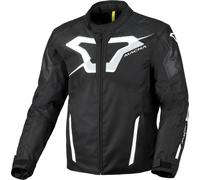 Macna Tazar 2.0 Chaqueta textil de moto impermeable, Negro/Blanco, Talla XL