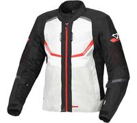 Macna Tondo chaqueta textil impermeable para motocicletas, negro-gris-rojo, tamaño S