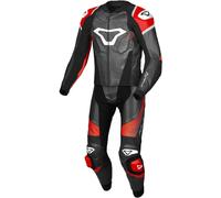 Macna Tronniq Traje de cuero de moto de dos piezas perforado, negro-rojo, tamaño 52 para Hombres