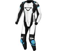 Macna Tronniq Traje de cuero de motocicleta de dos piezas perforado para damas, negro-blanco-azul, tamaño 42 para Mujer