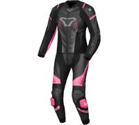 Macna Tronniq Traje de cuero de motocicleta de dos piezas perforado para damas, negro/fucsia, Talla 36
