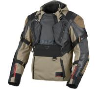 Macna Tryton NightEye Chaqueta impermeable de cuero / textil para motocicleta, negro/oliva, Talla 3XL