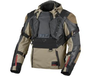 Macna Tryton NightEye Chaqueta impermeable de cuero / textil para motocicleta, negro-verde, tamaño 2XL para Hombres