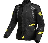 Macna Ultimax impermeable Chaqueta textil de motocicleta para mujer, negro-amarillo, tamaño L