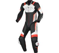 Macna Varshall Junior Traje de cuero de motocicleta de una pieza perforado para niños, Negro/Blanco/Rojo, Talla 134