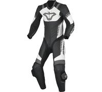 Macna Varshall Junior Traje de cuero de motocicleta de una pieza perforado para niños, Negro/Blanco, Talla 122