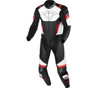 Macna Varshall Traje de cuero de moto de dos piezas perforado, Negro/Blanco/Rojo, Talla 58