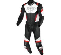 Macna Varshall Traje de cuero de moto de dos piezas perforado, negro-blanco-rojo, tamaño 54 para Hombres