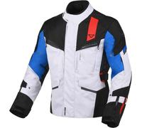 Macna Zastro chaqueta textil impermeable para motocicletas, negro-gris-azul, tamaño 2XL para Hombres