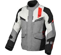 Macna Zastro chaqueta textil impermeable para motocicletas, negro-gris-rojo, tamaño 2XL para Hombres