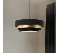 Maco Design Lámpara colgante Triniti, negro/oro, Ø 60 cm, textil