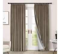 MacoChico - Cortinas opacas de felpilla de lujo de 72 pulgadas de ancho x 102 pulgadas de largo, cortinas plisadas con ganchos y alzapaños, paneles térmicos para ventana, para dormitorio, sala de