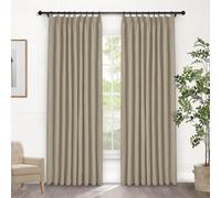 MacoChico - Cortinas plisadas 100 % opacas de lino para dormitorio, sala de estar, habitación de bebé, paneles de 72 x 102 pulgadas con ganchos y alzapaños, elegantes tratamientos de ventana