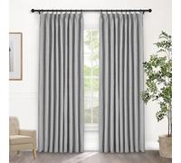 MacoChico - Cortinas térmicas de lino 100 % opacas, 84 x 96 pulgadas, diseño plisado y pestaña trasera, para dormitorio, sala de estar, habitación de bebé, incluye ganchos y alzapaños, 1 panel