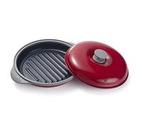 MACONEE Sartén para microondas | Parrilla de microondas, plancha y sartén con tapa para asar, dorar y crujir alimentos, utensilios de cocina de microondas para asar carne, sándwich y verduras dentro