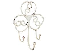 MACOSA SA81254 - Perchero nostálgico con 3 ganchos, estilo vintage, color blanco envejecido