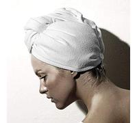 MACOSA SP1057-20 - Toallero turbante para el pelo (microfibra, cierre de botón, secado rápido, suave), color blanco