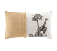 MACOSA U1612329 - Cojín de yute (algodón, 30 x 50 cm, con cremallera, incluye relleno), diseño de jirafa