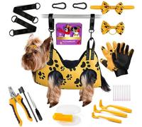MAcosiness Hamaca de aseo para mascotas para recortar uñas, juego completo de ayudante de peluquería para mascotas, hamaca de aseo de perros con gancho, cortaúñas para gatos, hamaca para perros para